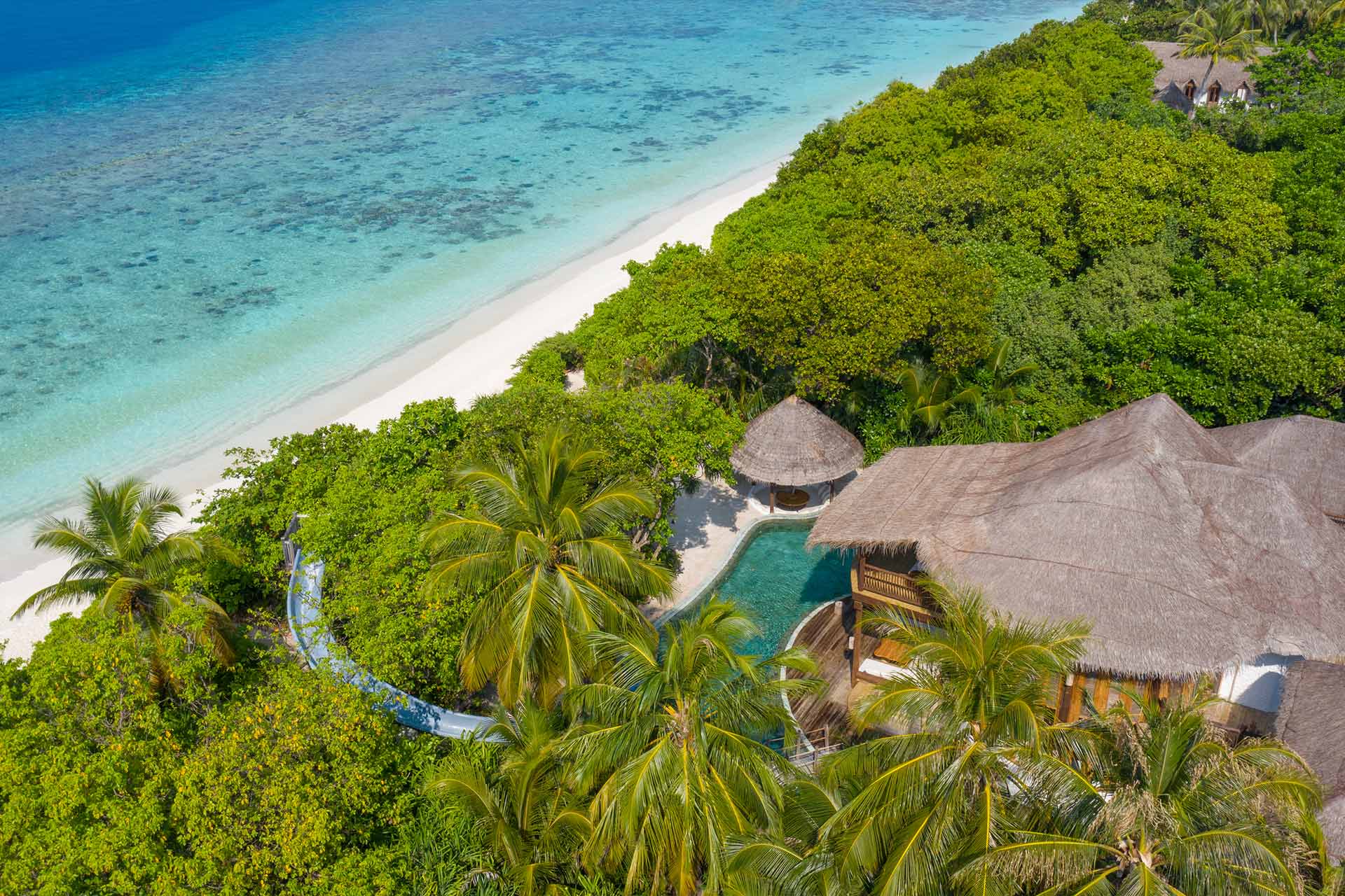 The Sunset Villa, Soneva Fushi - aerial view